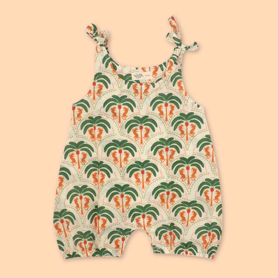 Citrus Splash - Mulmul Cotton Knot Type Romper
