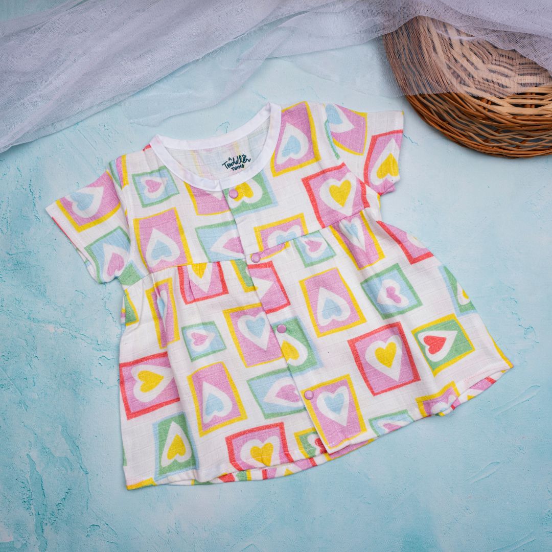 Flora Pixels - Muslin Button Frock