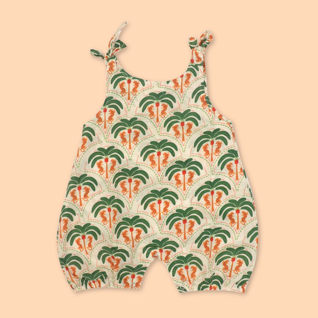 Citrus Splash - Mulmul Cotton Knot Type Romper