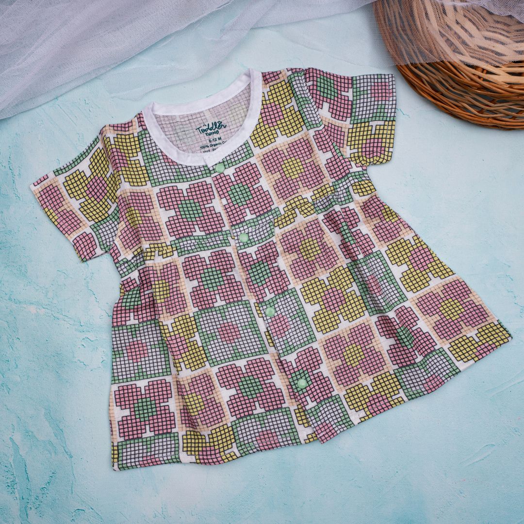 Flora Pixels - Muslin Button Frock