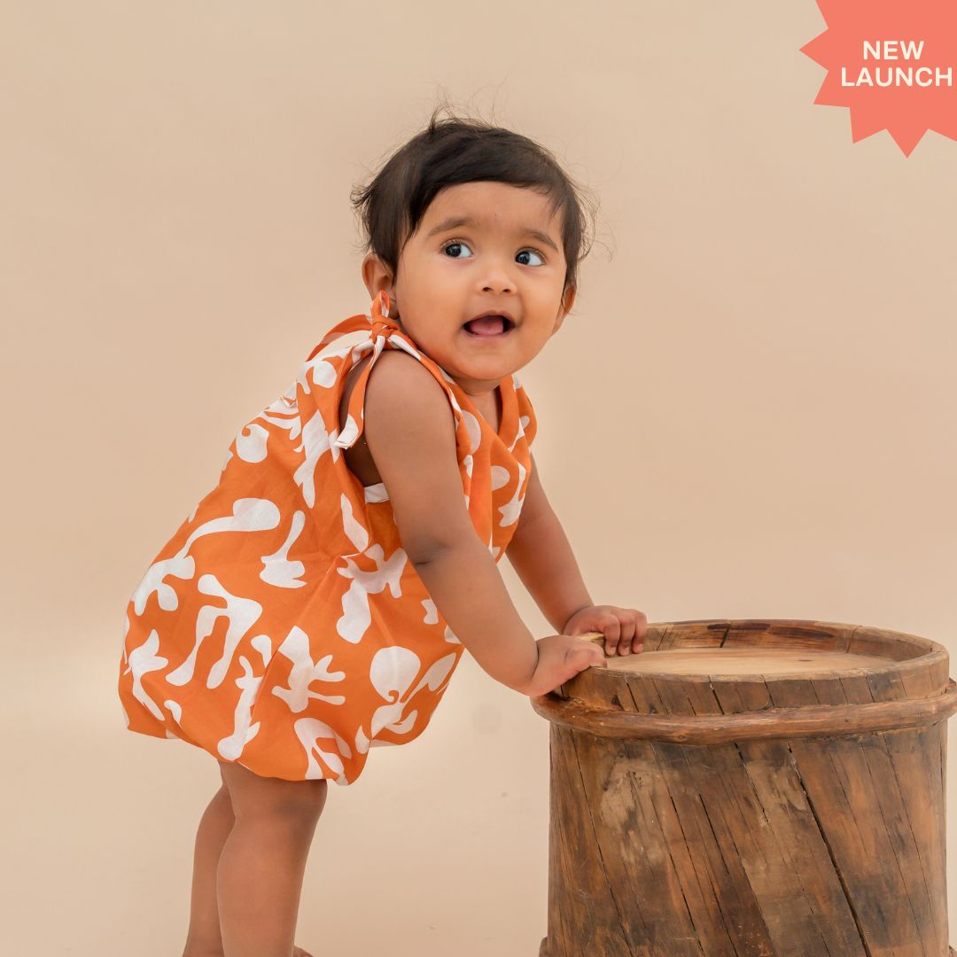 Sunny Safari - Mulmul Cotton Knot Type Romper
