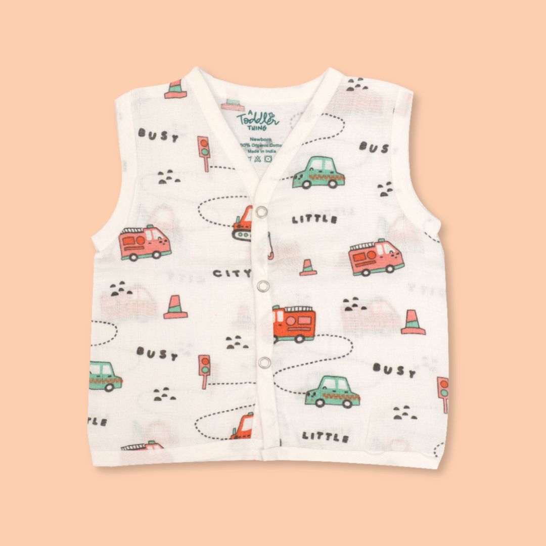 Woody & Wheels - Muslin Jabla and Shorts for Babies and Toddlers - Pack of 2