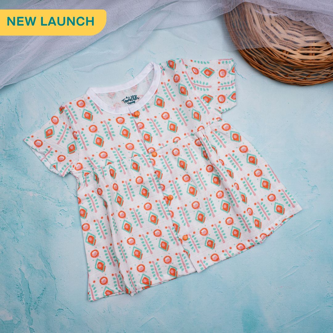 Flora Pixels - Muslin Button Frock