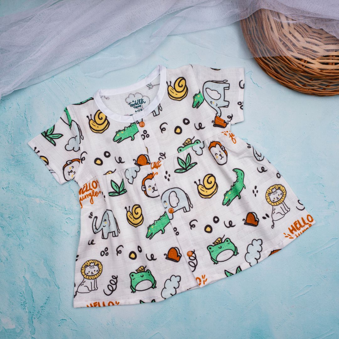 Flora Pixels - Muslin Button Frock