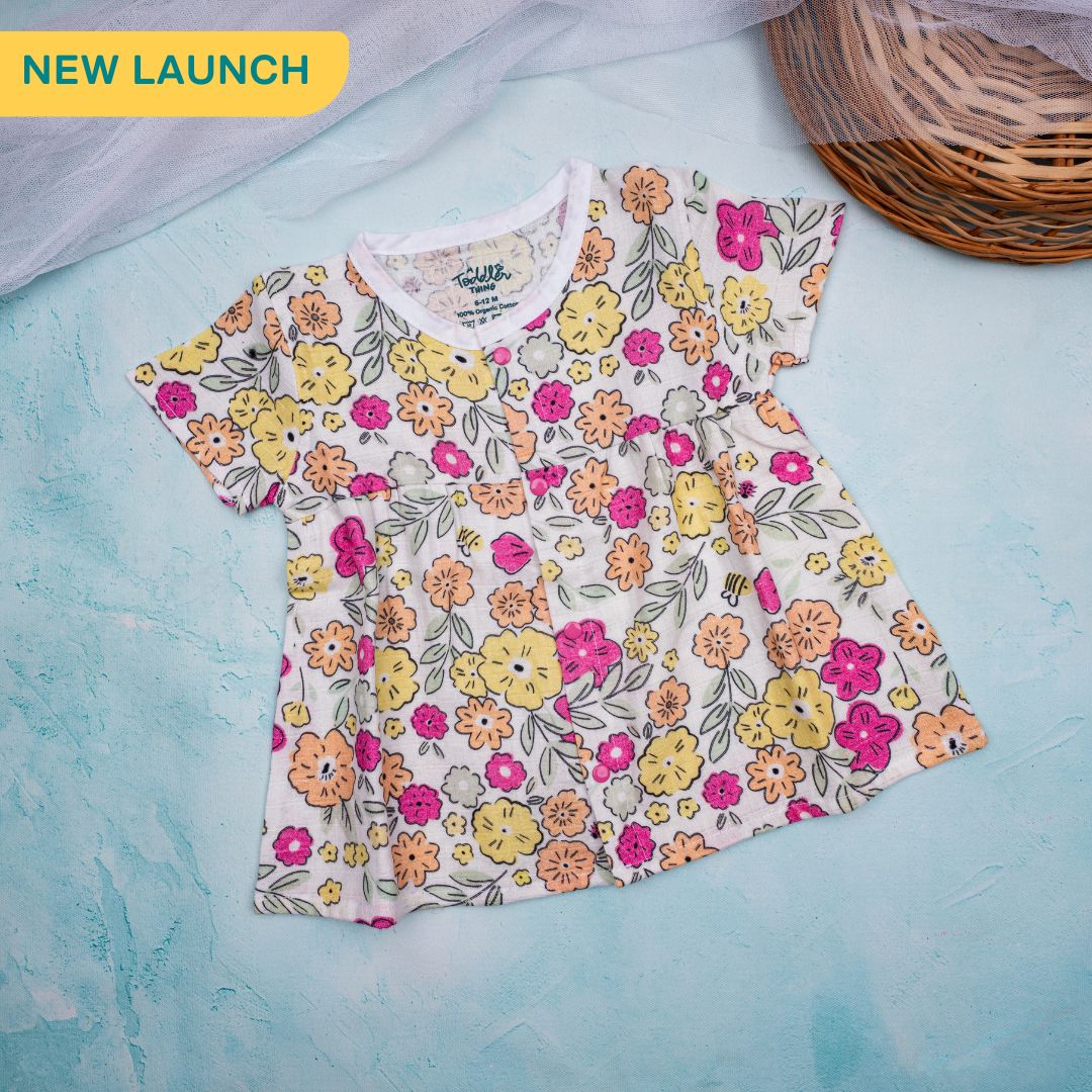 Flora Pixels - Muslin Button Frock