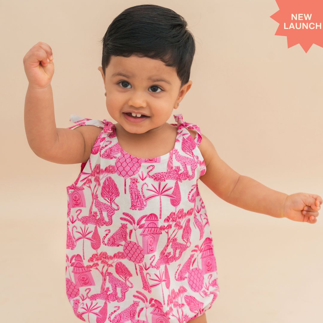 Citrus Splash - Mulmul Cotton Knot Type Romper