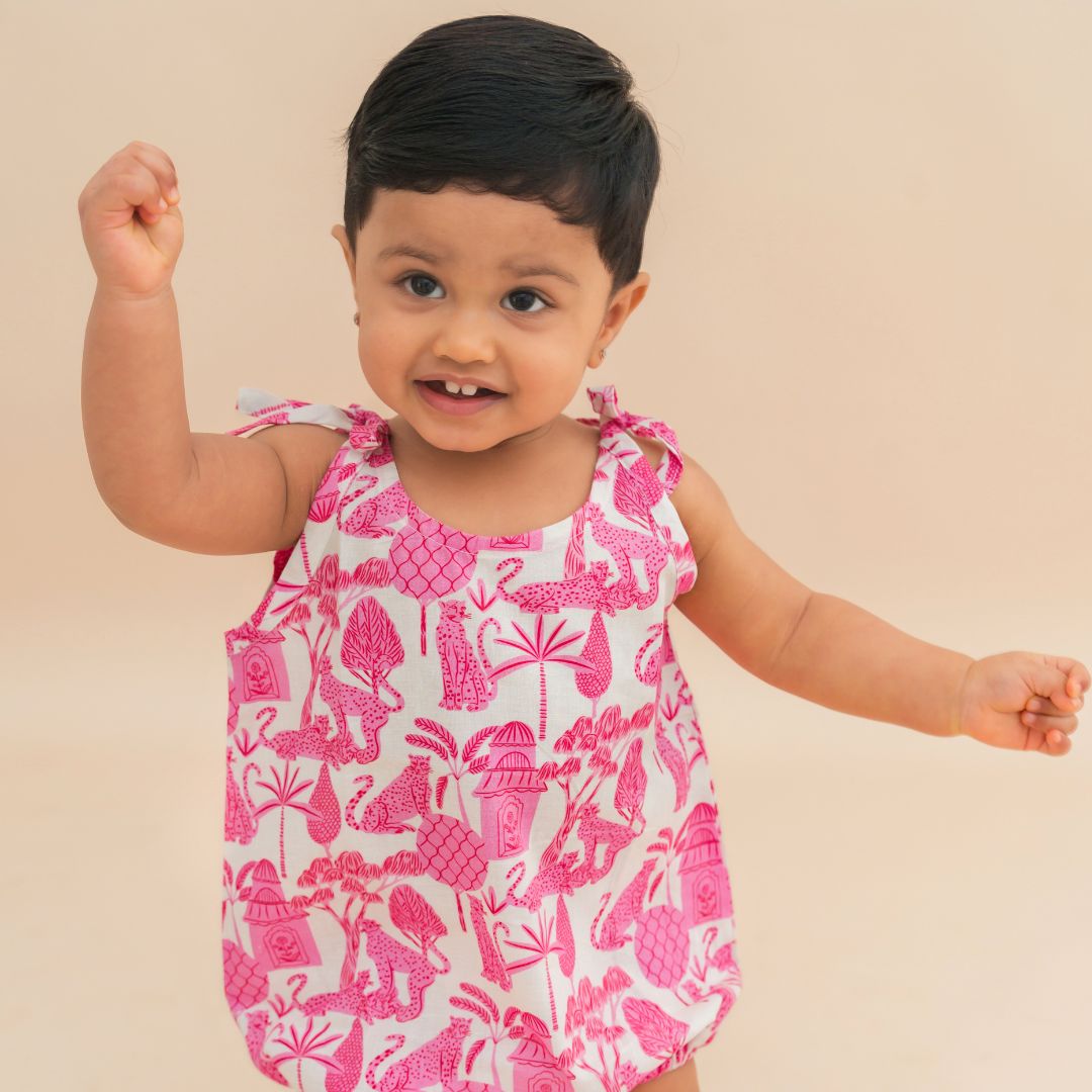Citrus Splash - Mulmul Cotton Knot Type Romper