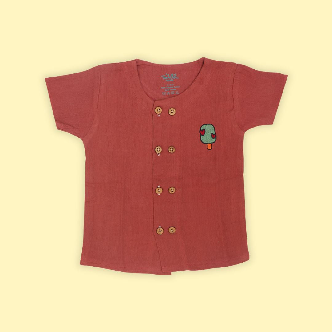 Brick Red Popsicle - Muslin Co-ord Set