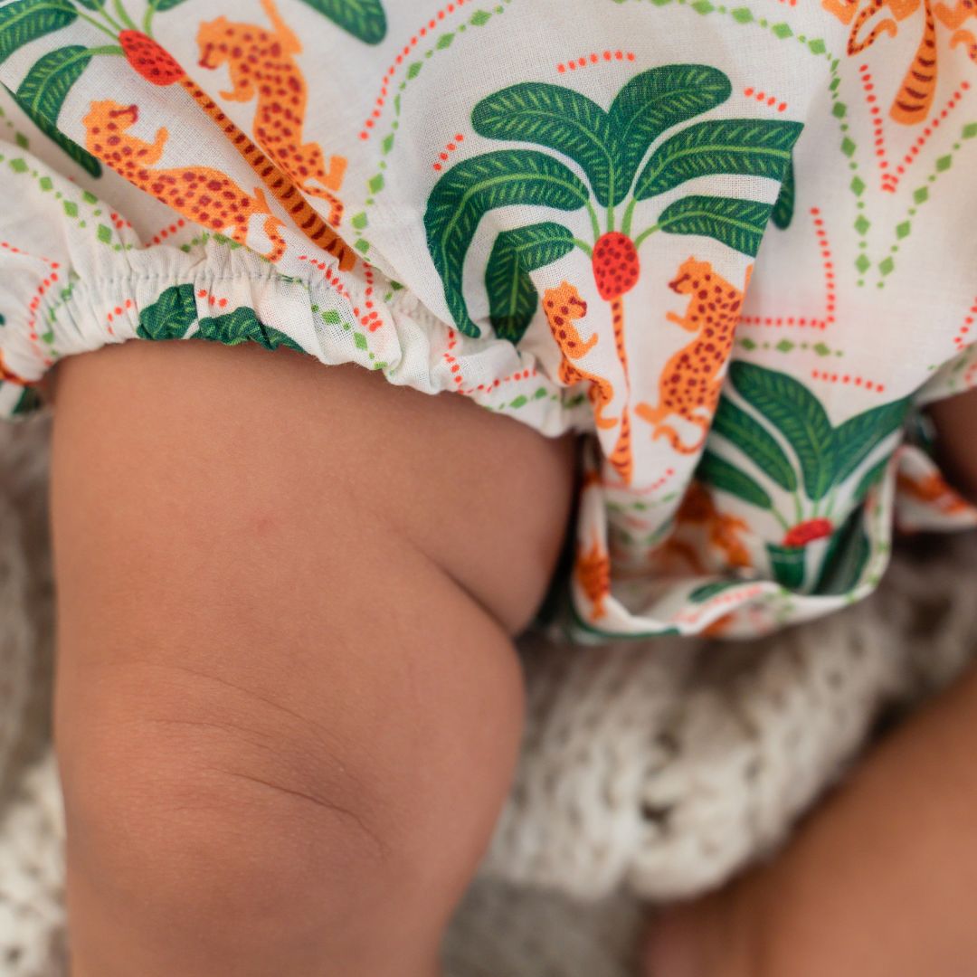 Citrus Splash - Mulmul Cotton Knot Type Romper