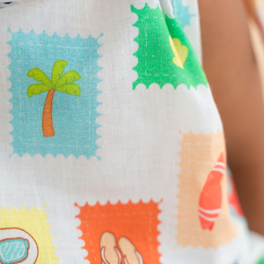 Citrus Splash - Mulmul Cotton Knot Type Romper