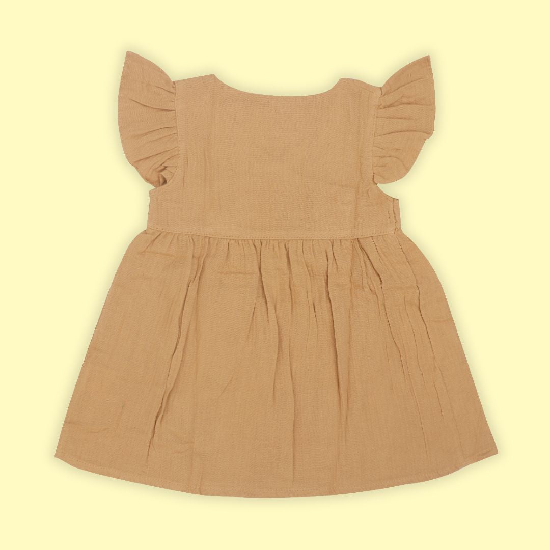 Brick Red - Muslin Dandelions Frill Frock