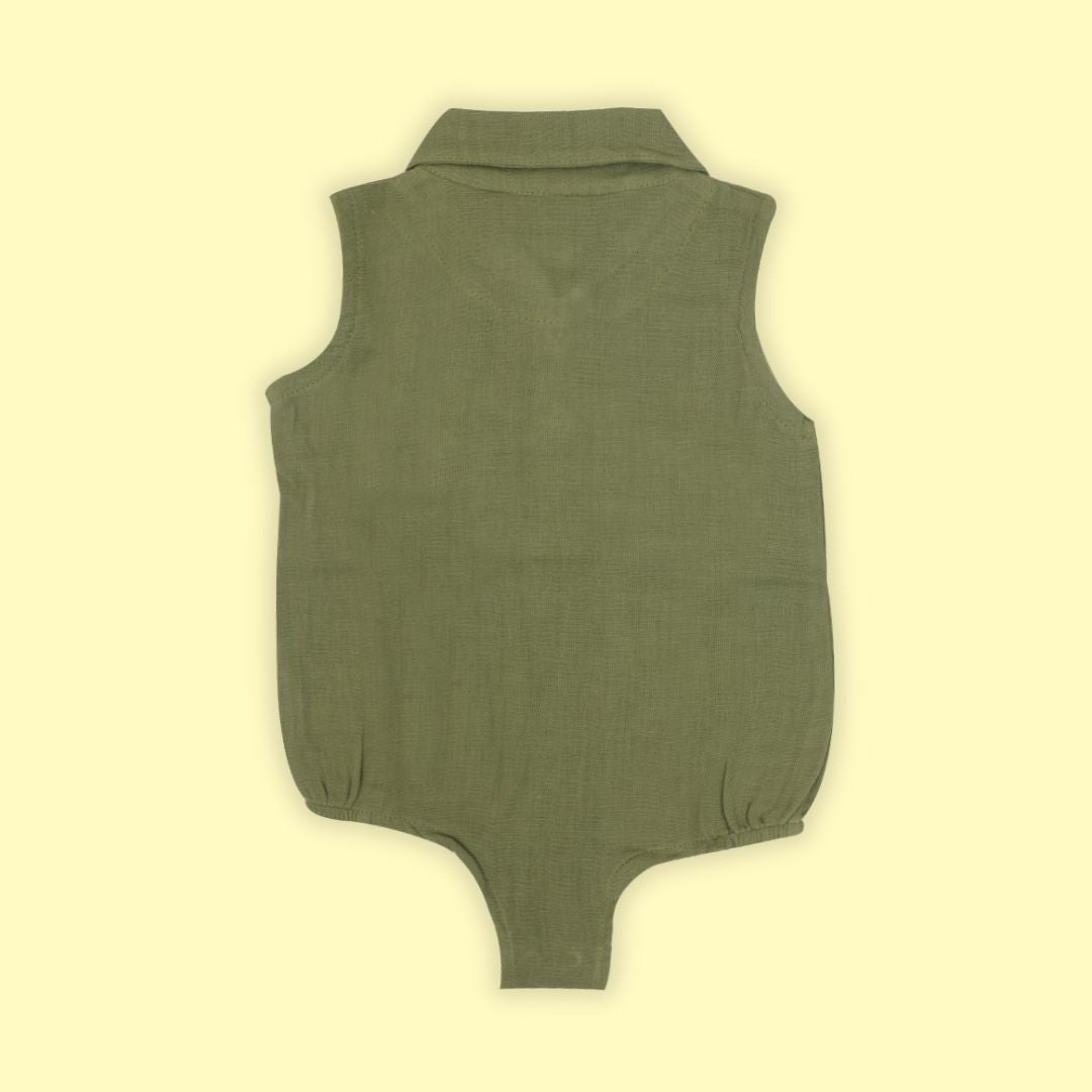 Brick Red - Muslin Bee Romper for Babies