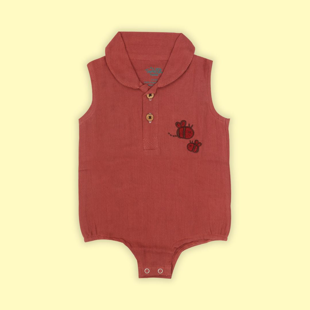 Toffee Brown - Muslin Bee Romper for Babies