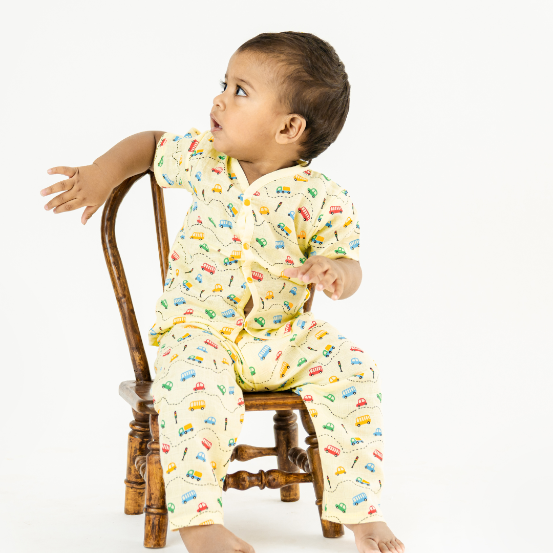 Hippo On The Go (Pack of 3) - Muslin Sleep Suit for babies and kids