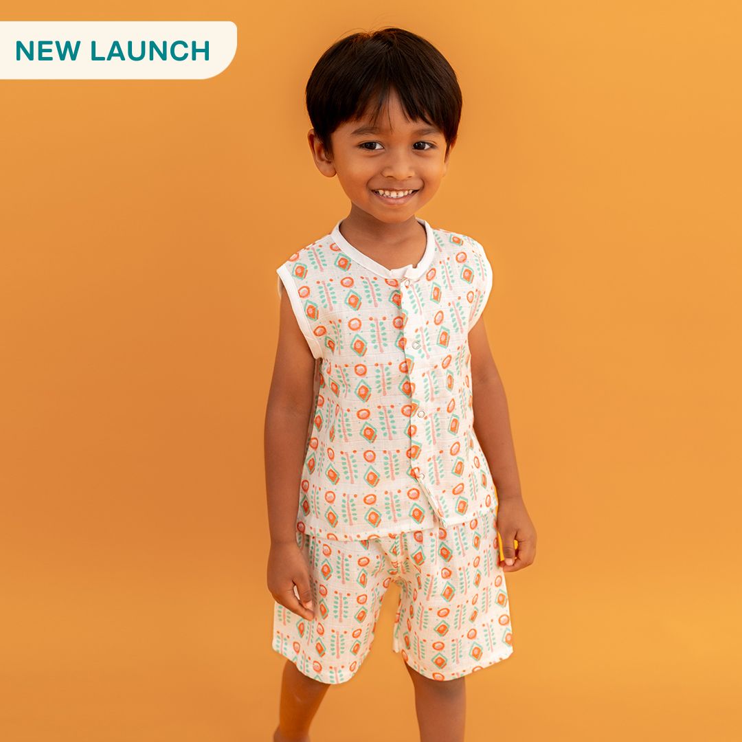 Flora Pixels- Muslin Jabla and Shorts for Babies and Toddlers