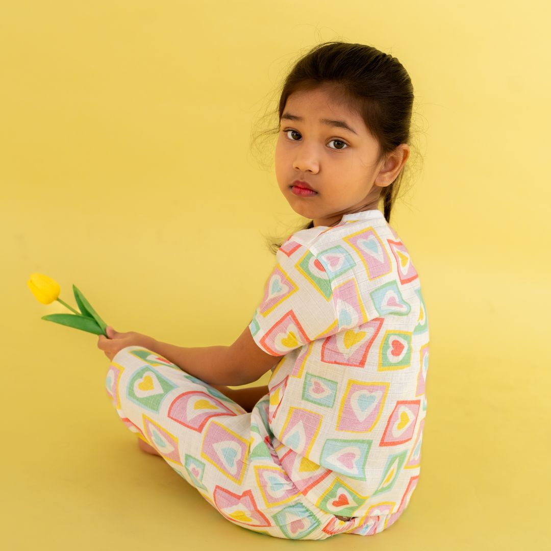 Flora Pixels - Muslin Sleep Suit for babies and kids (Unisex)