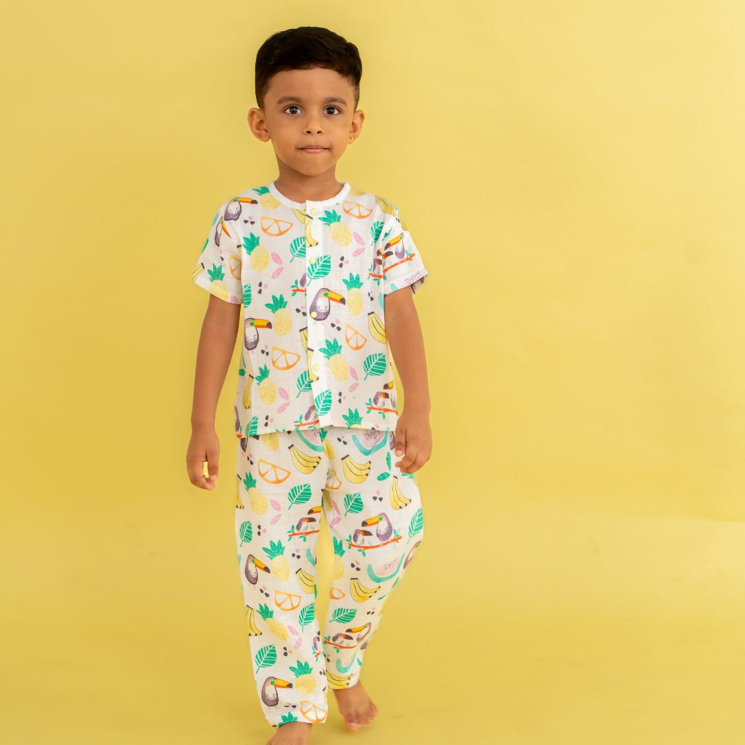 Flora Pixels - Muslin Sleep Suit for babies and kids (Unisex)