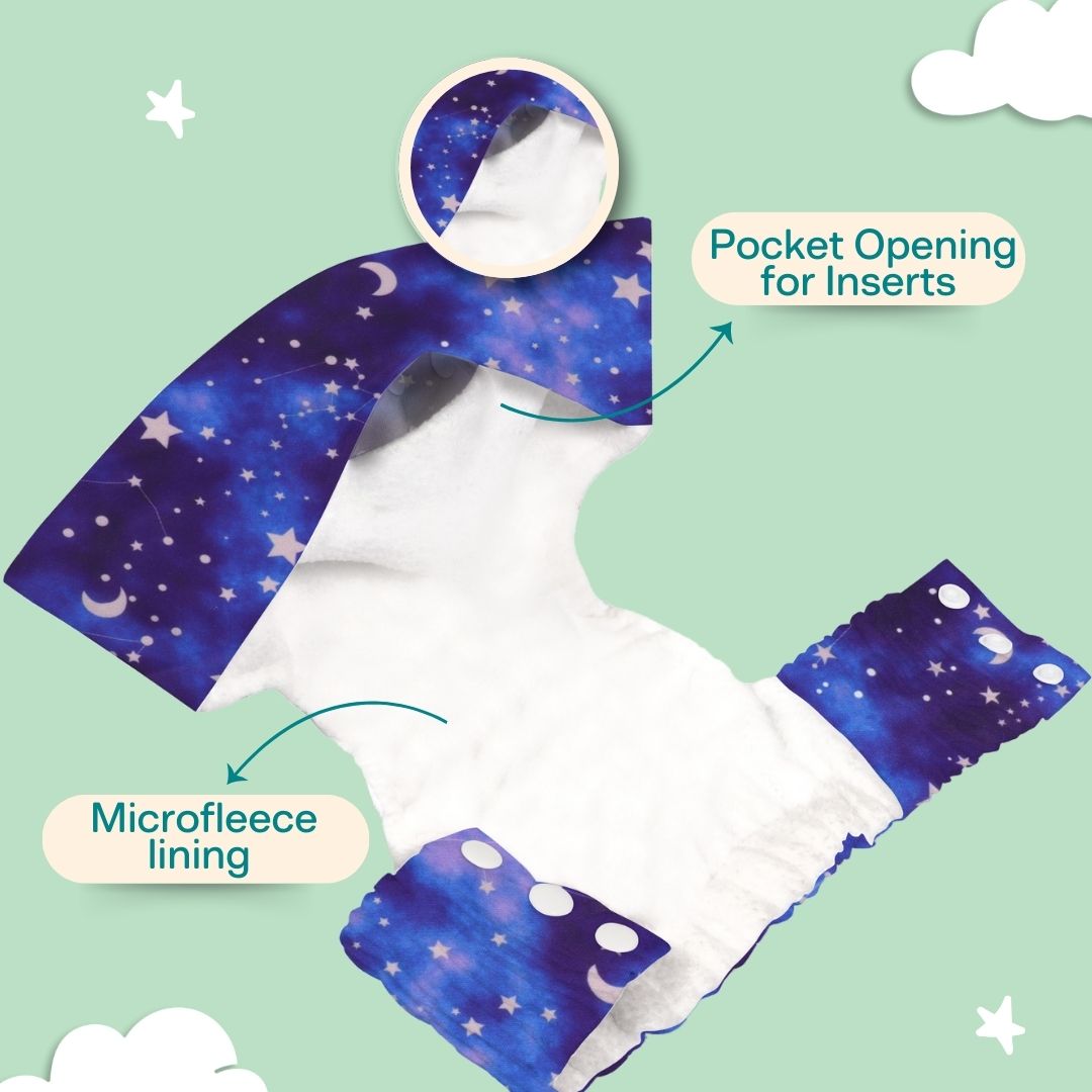 Indigo - Newborn Cloth Diaper 2.0 with 1 cotton Insert (2 kg - 5 kg)