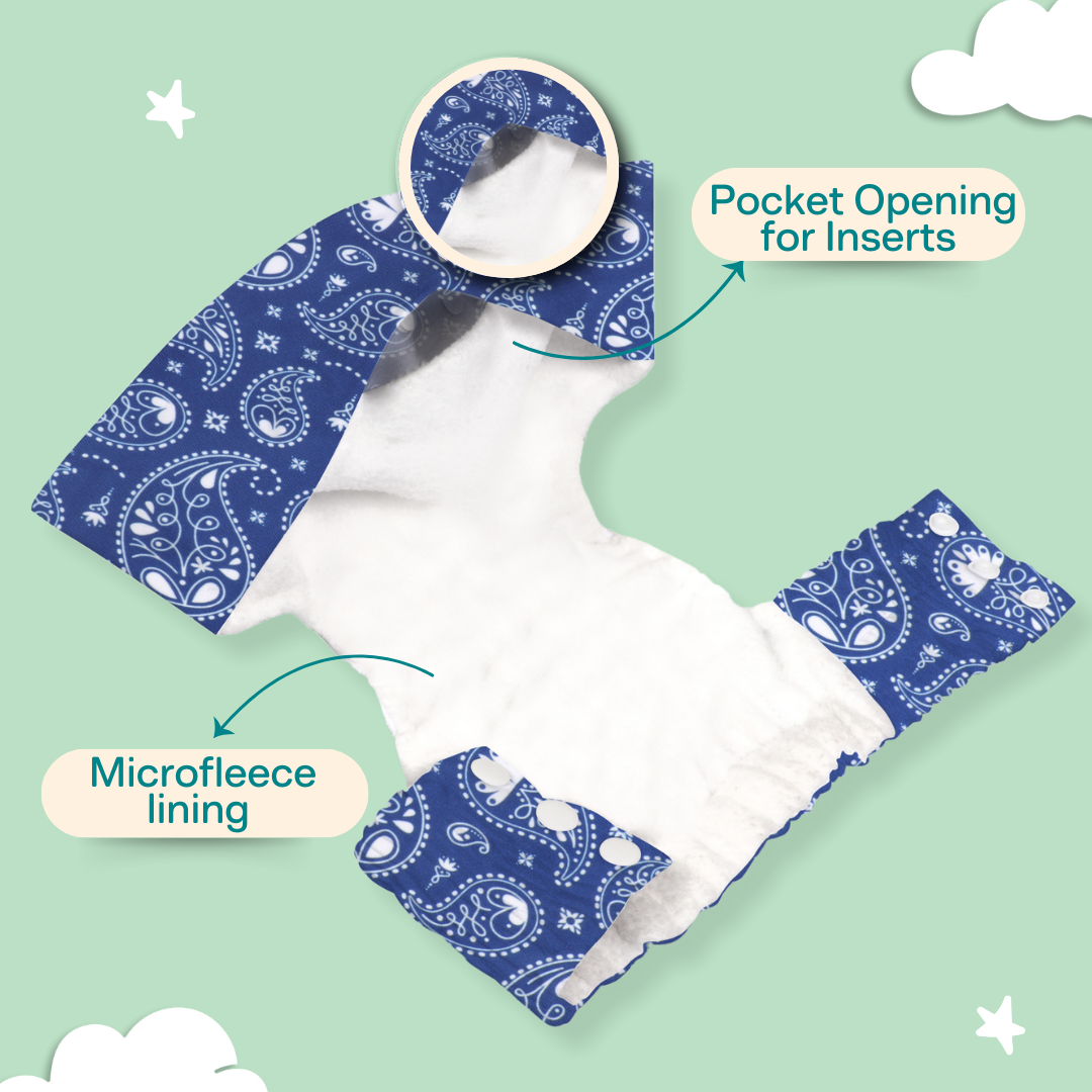 Indigo - Newborn Cloth Diaper 2.0 with 1 cotton Insert (2 kg - 5 kg)