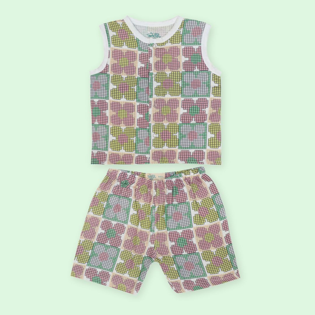 Flora Pixels- Muslin Jabla and Shorts for Babies and Toddlers