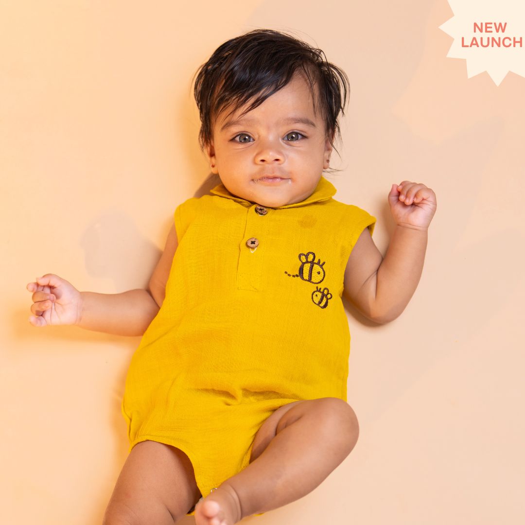 Brick Red - Muslin Bee Romper for Babies