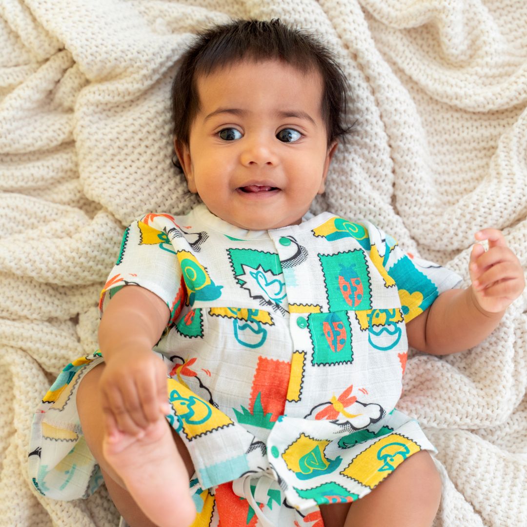 Flora Pixels - Muslin Button Frock