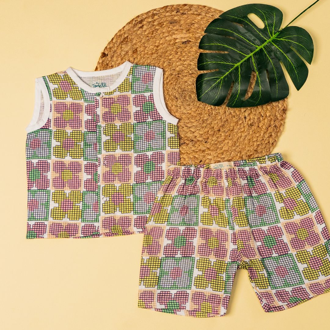 Zoodle Blocks - Muslin Jabla and Shorts for Babies and Toddlers