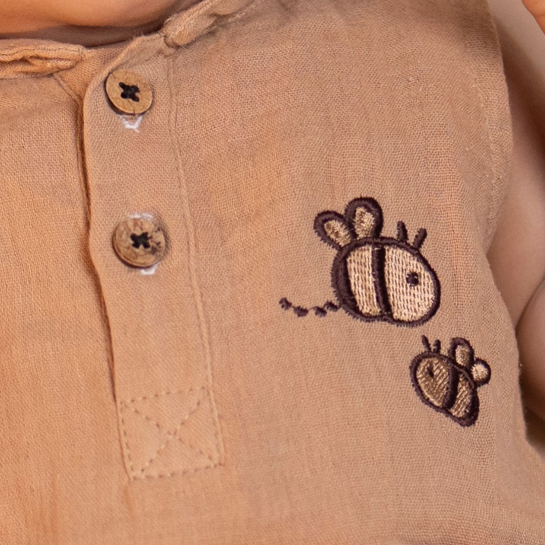 Brick Red - Muslin Bee Romper for Babies