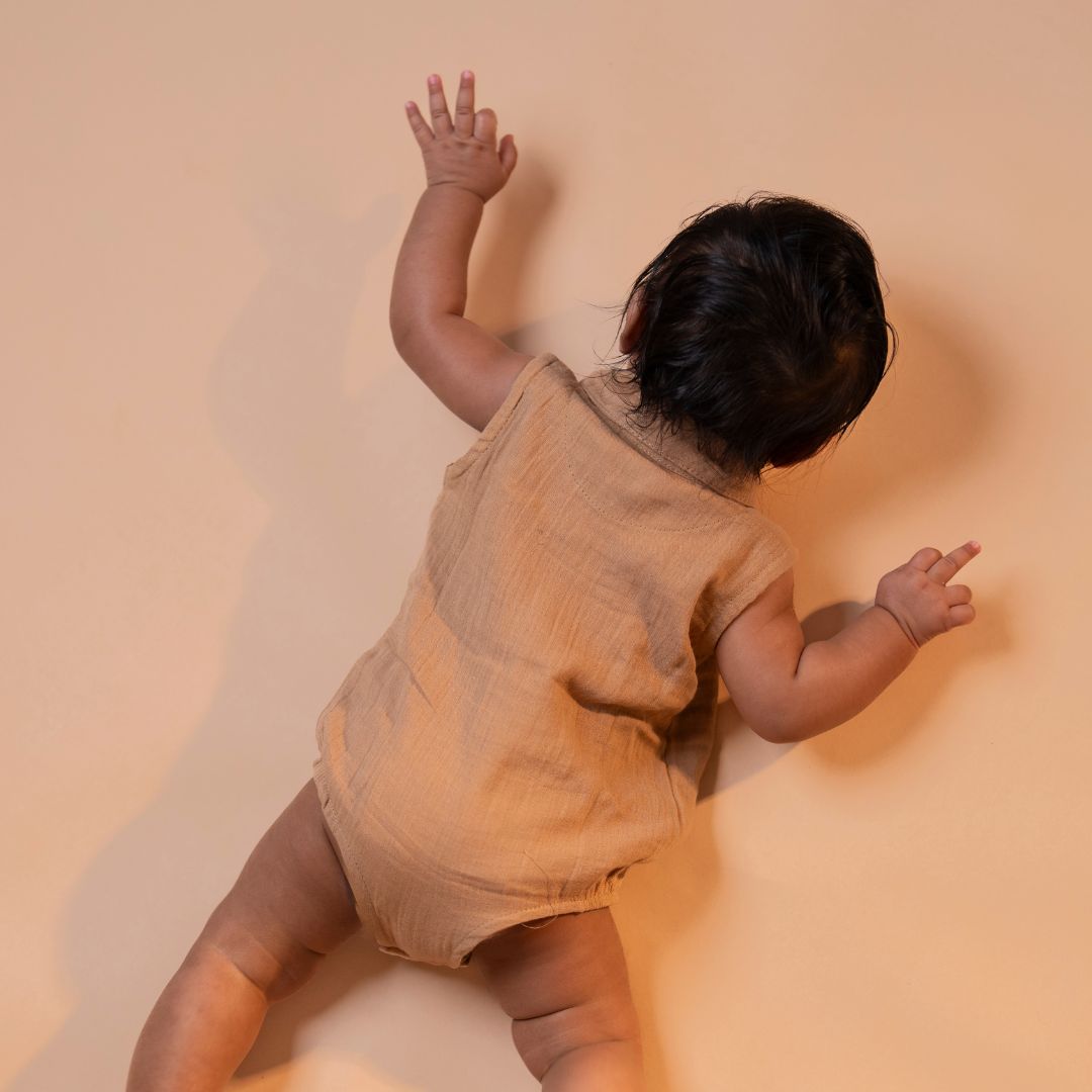 Brick Red - Muslin Bee Romper for Babies
