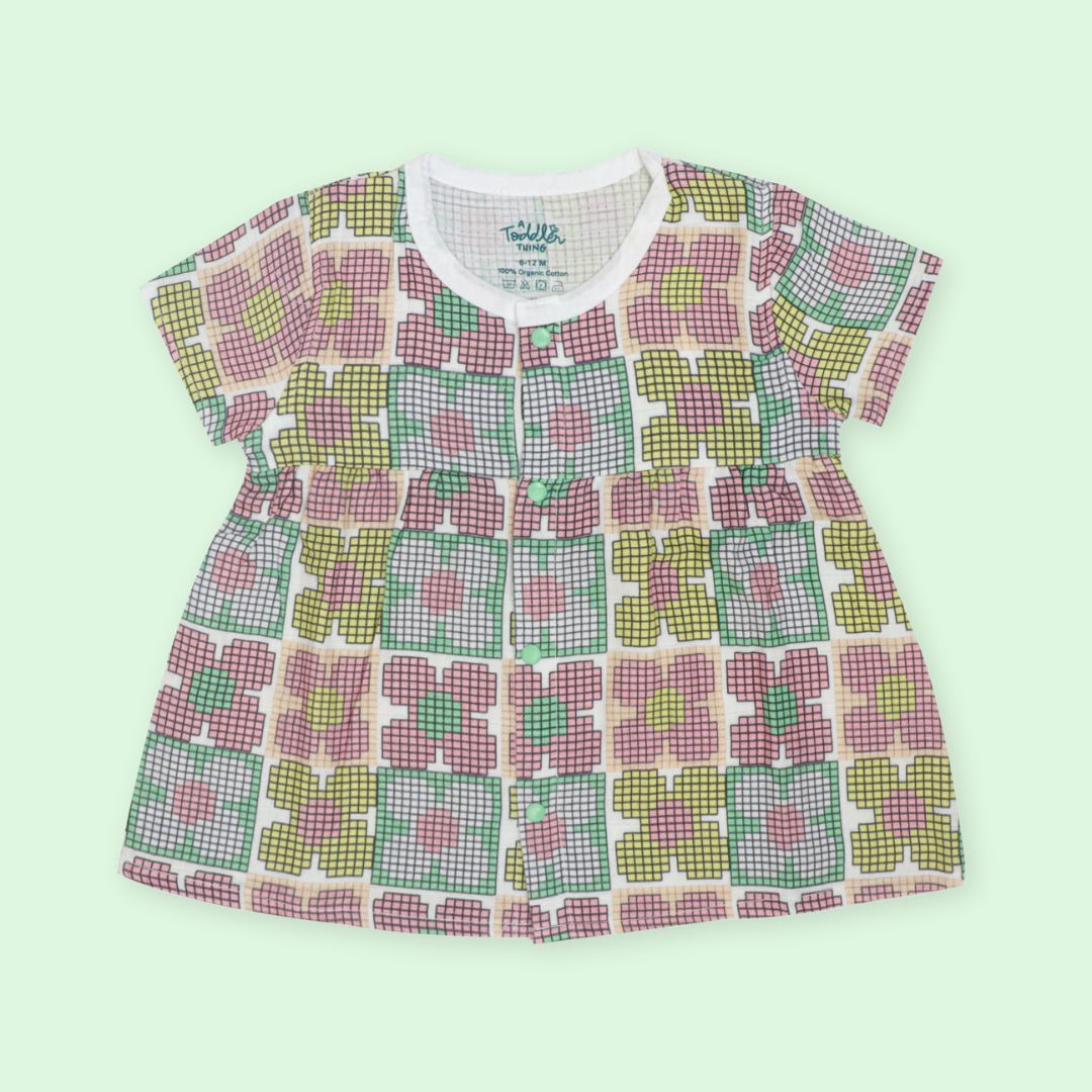 Flora Pixels - Muslin Button Frock