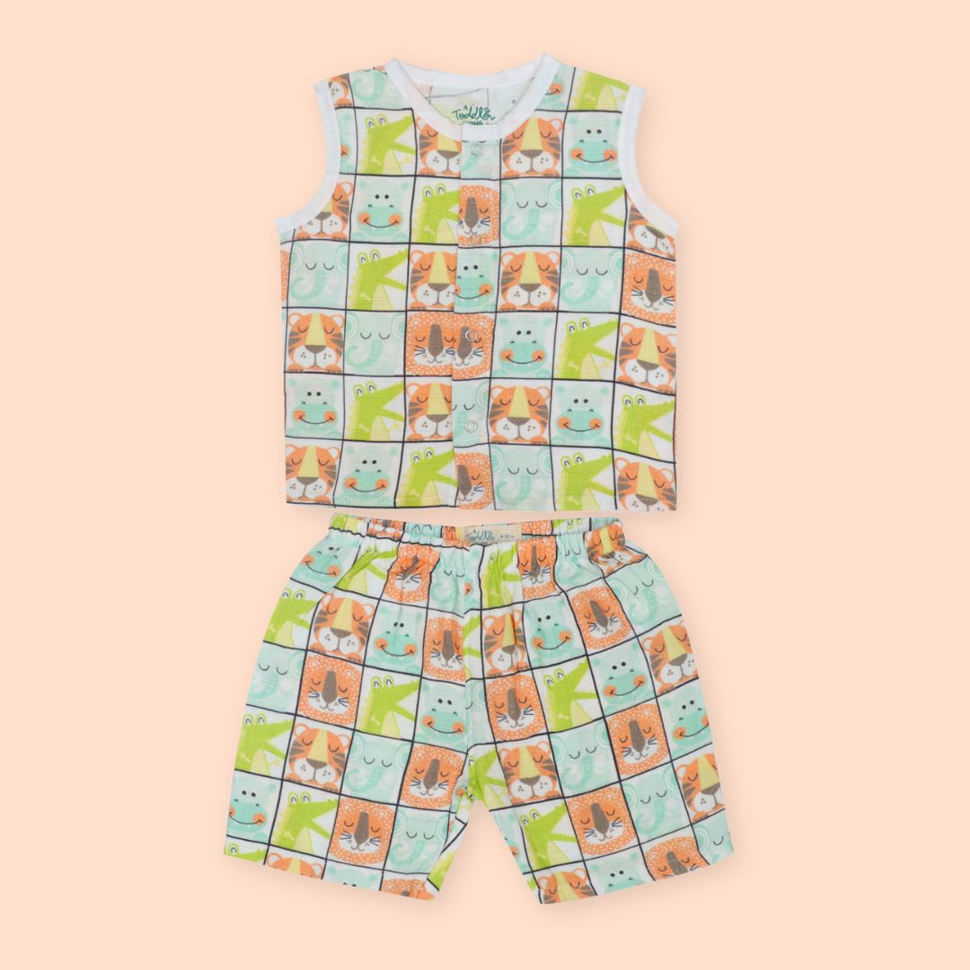 Zoodle Blocks - Muslin Jabla and Shorts for Babies and Toddlers