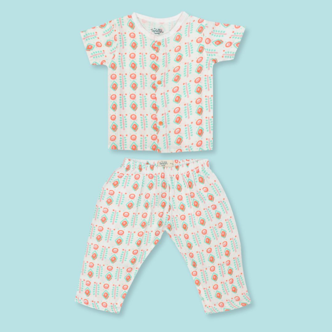 Flora Pixels - Muslin Sleep Suit for babies and kids (Unisex)
