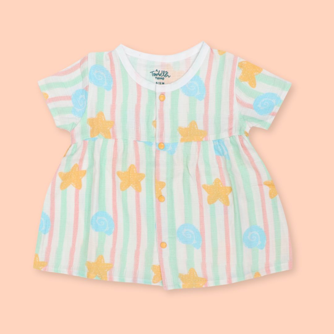 Flora Pixels - Muslin Button Frock