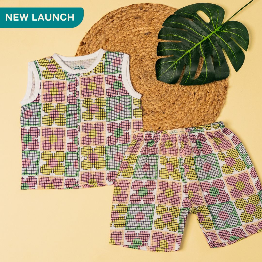 Flora Pixels- Muslin Jabla and Shorts for Babies and Toddlers
