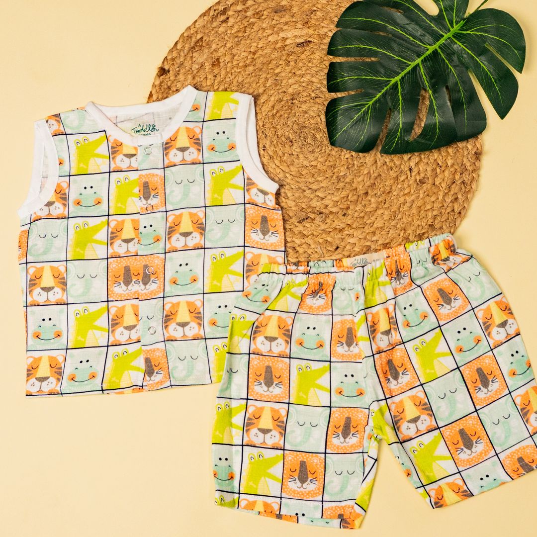 Flora Pixels- Muslin Jabla and Shorts for Babies and Toddlers