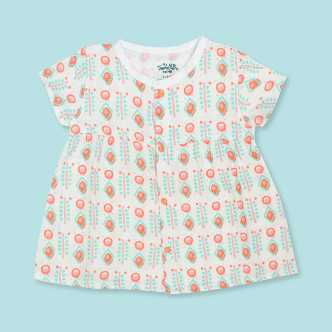 Flora Pixels - Muslin Button Frock