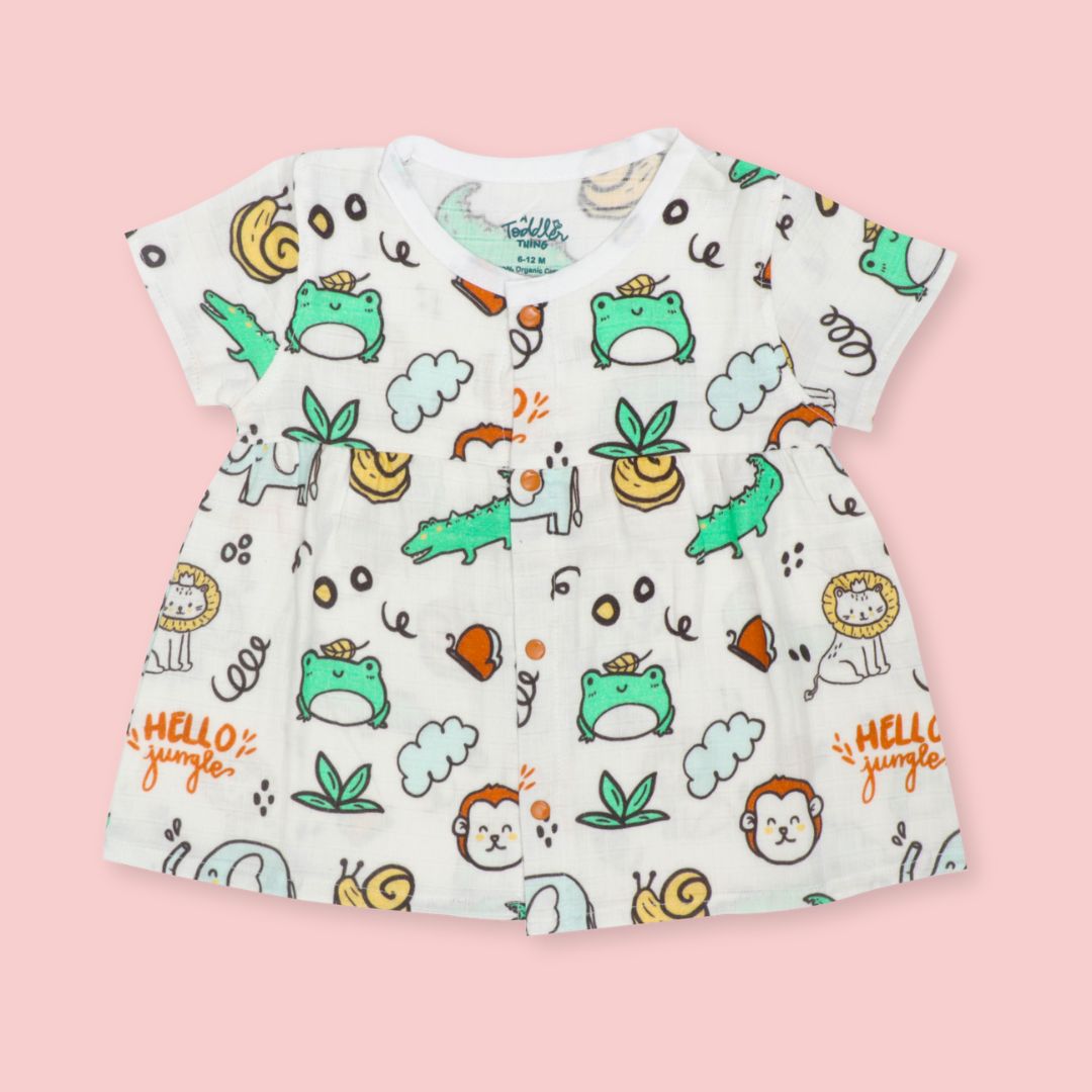 Flora Pixels - Muslin Button Frock