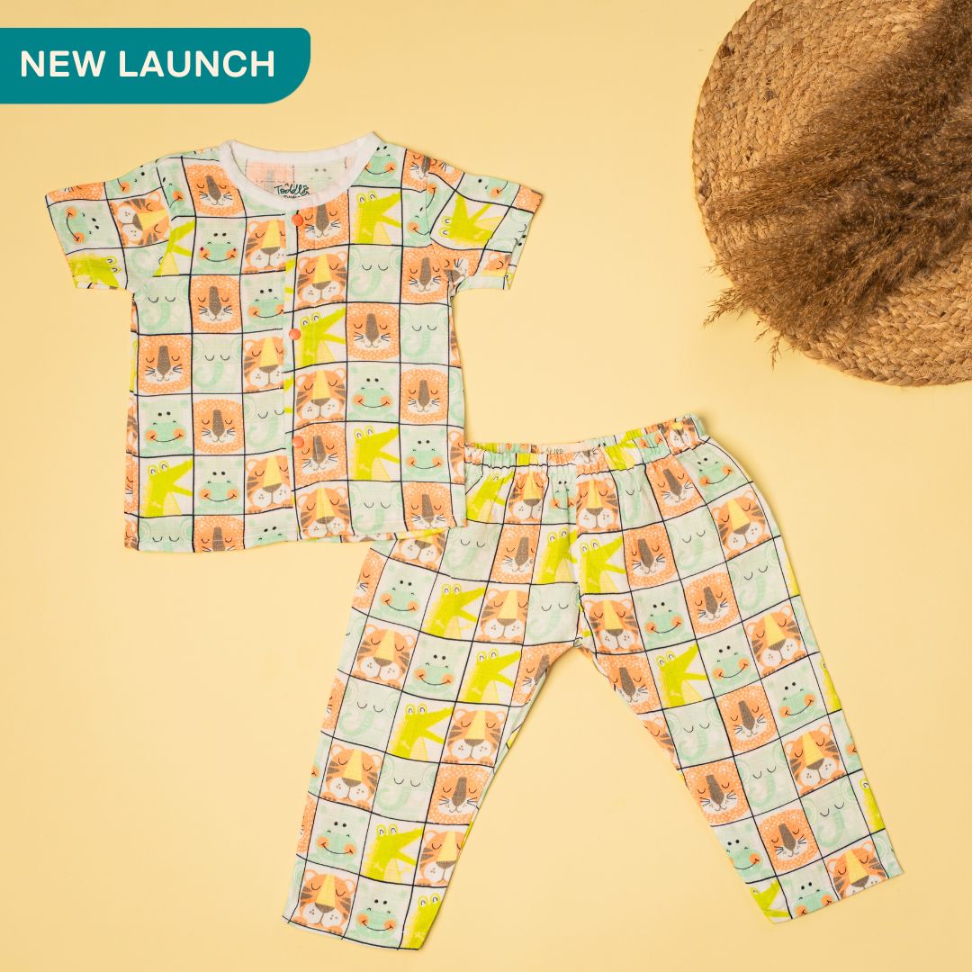 Zoodle Blocks - Muslin Sleep Suit for babies and kids (Unisex)