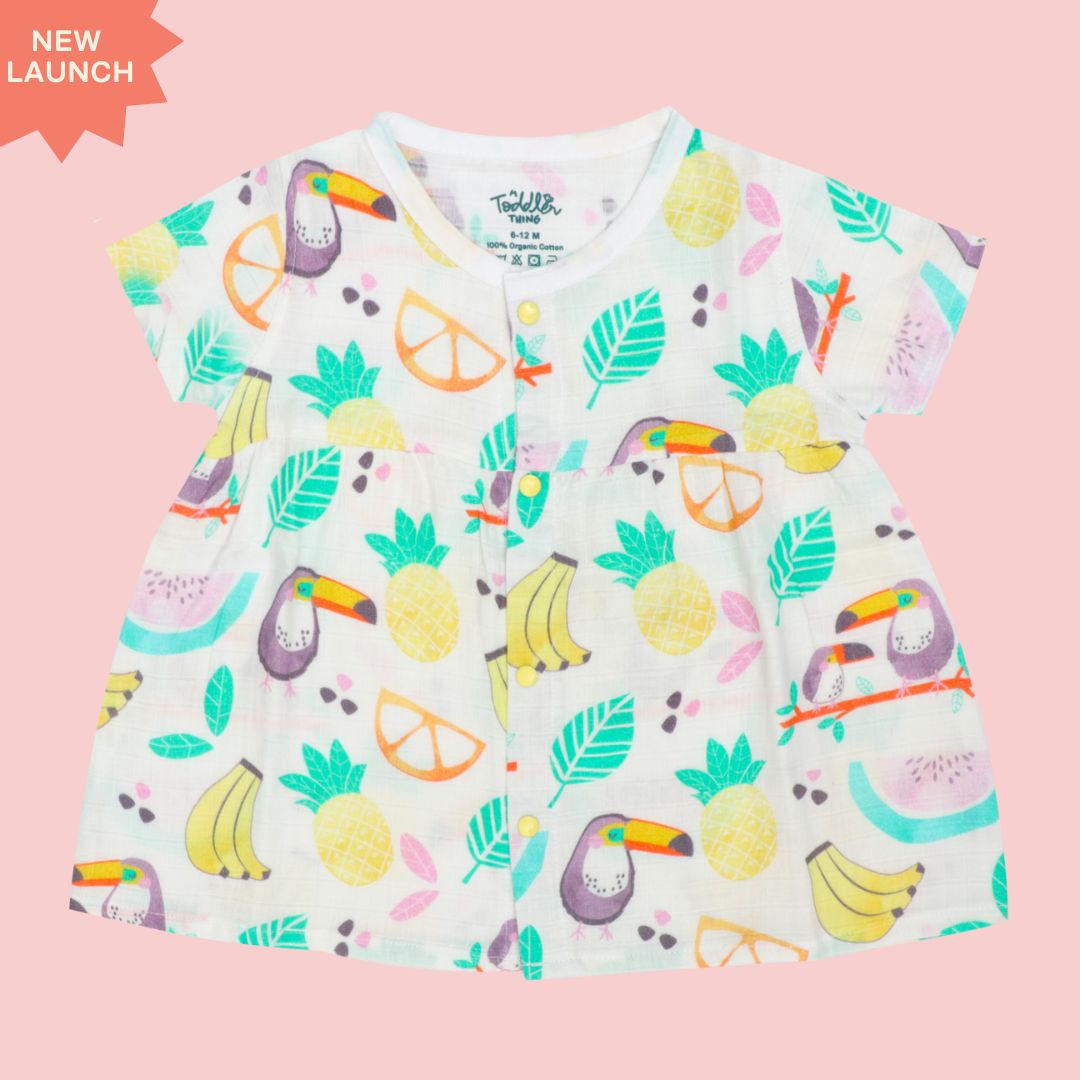 Flora Pixels - Muslin Button Frock