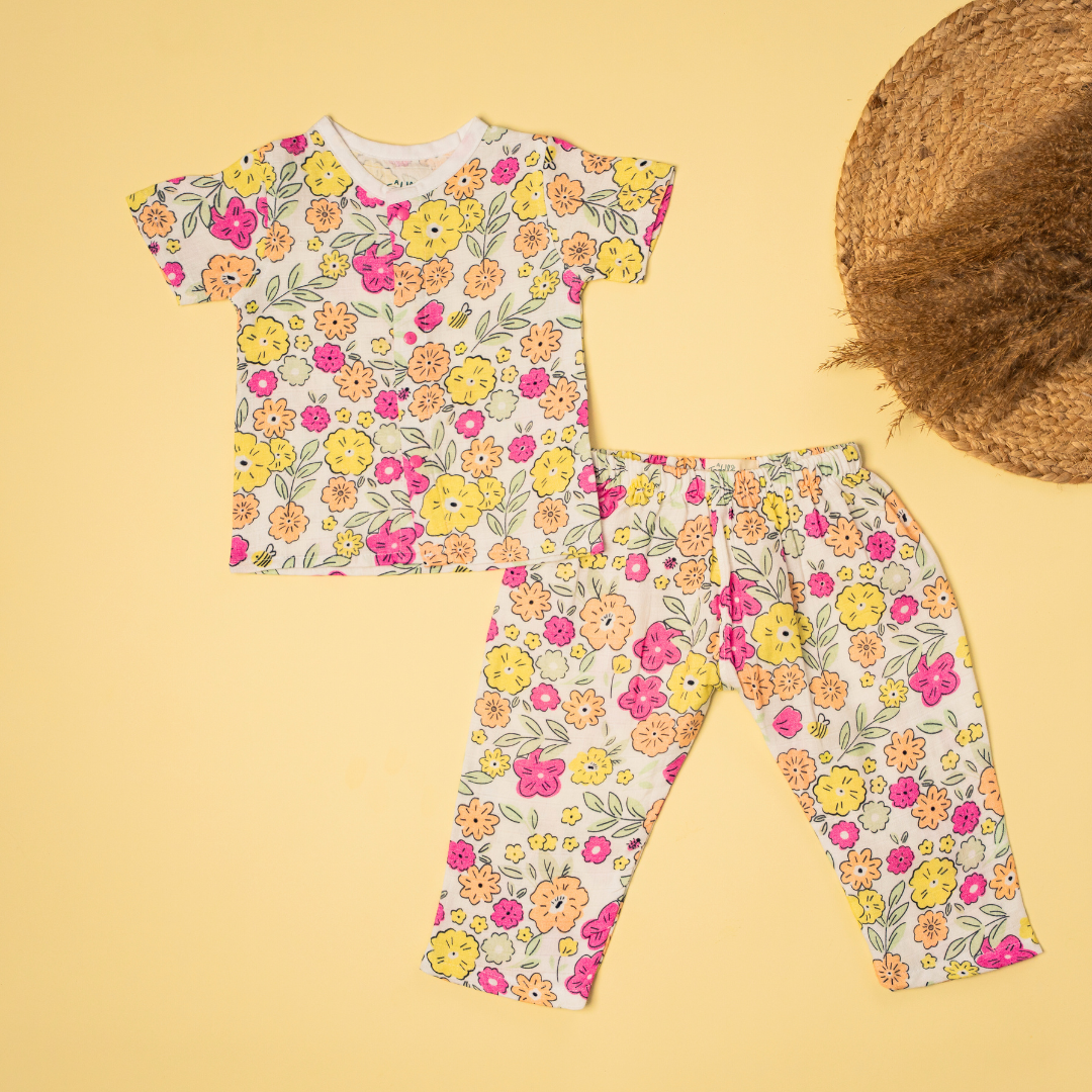 Flora Pixels - Muslin Sleep Suit for babies and kids (Unisex)