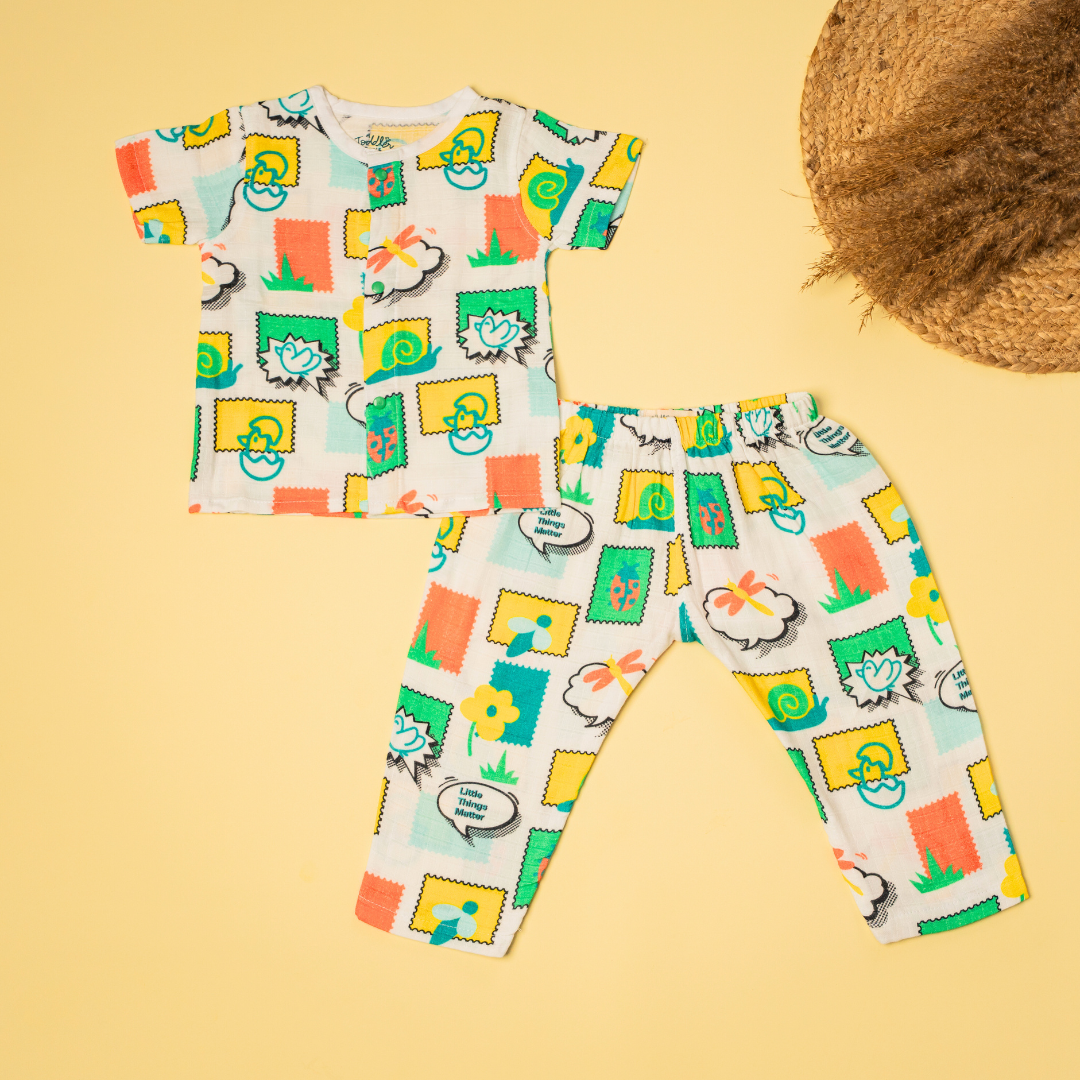 Boxed With Toddler Tales - Muslin Sleep Suit for babies and kids (Unisex) - Pack of 2