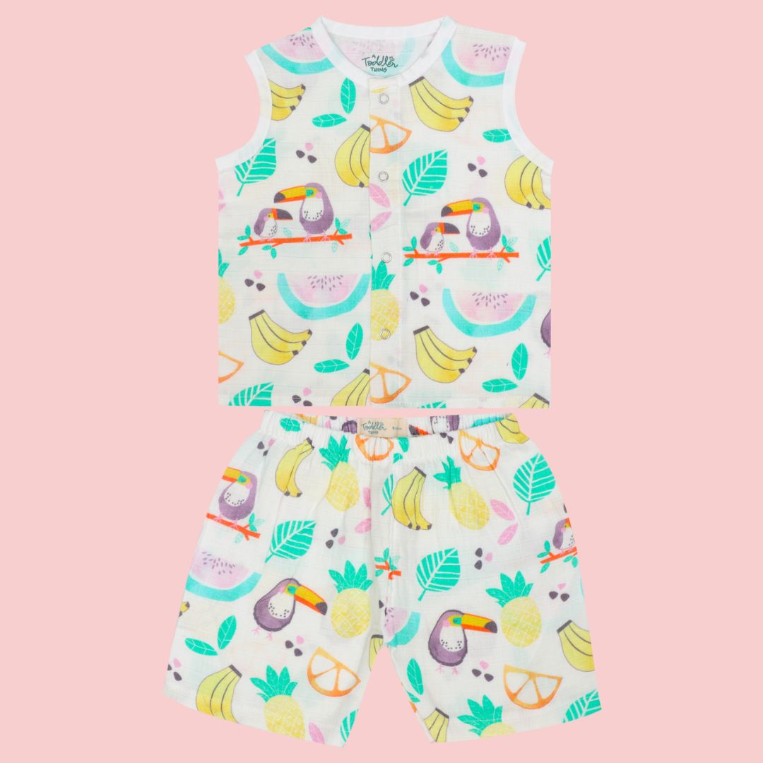 Flora Pixels- Muslin Jabla and Shorts for Babies and Toddlers