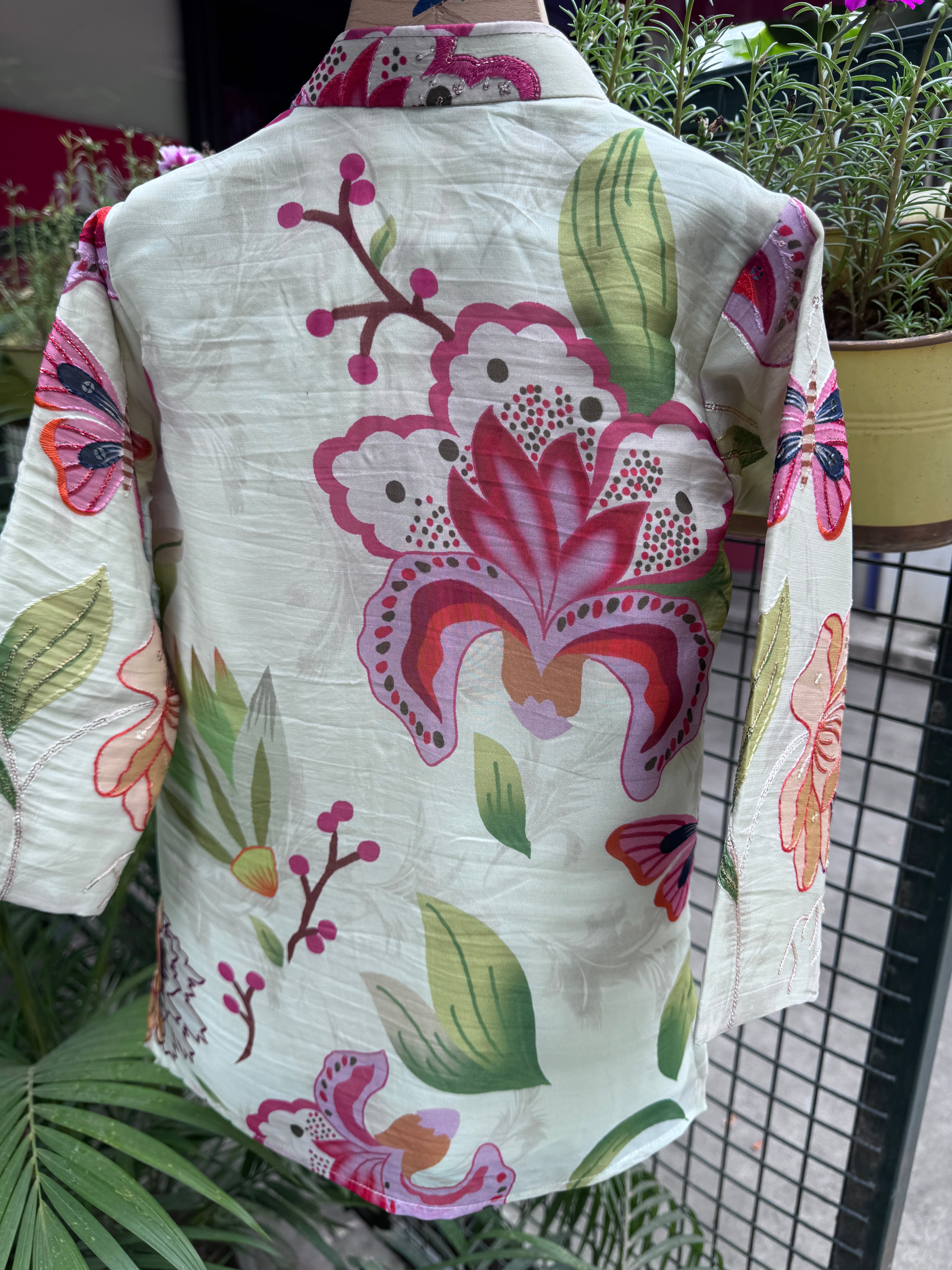 Boys Pastel Floral Print Kurta Set With Cotton Lining – Refreshing Festive Wear (1–7 Years)