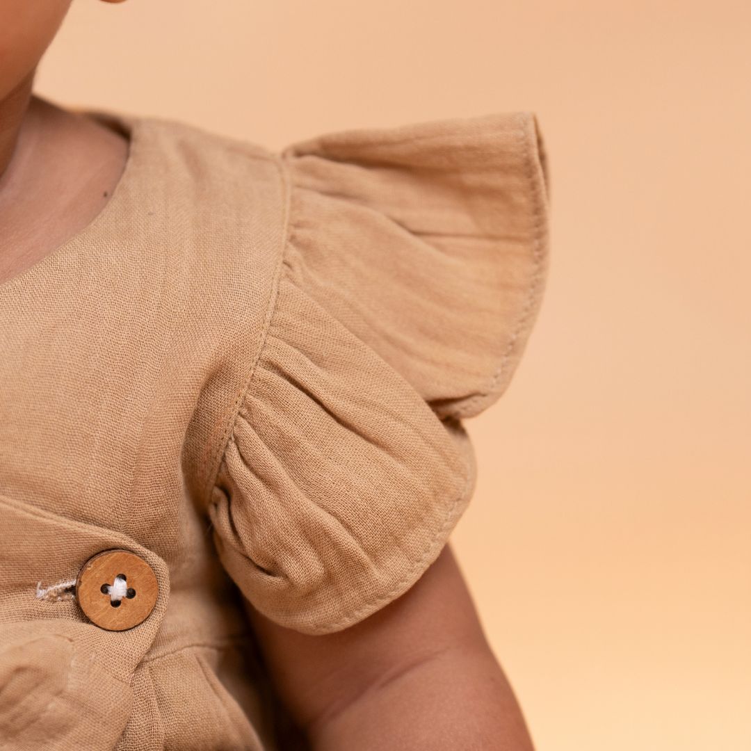 Brick Red - Muslin Dandelions Frill Frock