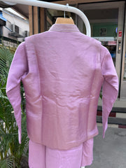 Boys Lilac Gold Embroidered Kurta Set With Cotton Lining – Elegant Festive Wear (Age 5–7 Years)