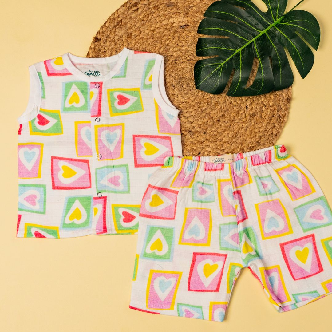 Flora Pixels- Muslin Jabla and Shorts for Babies and Toddlers