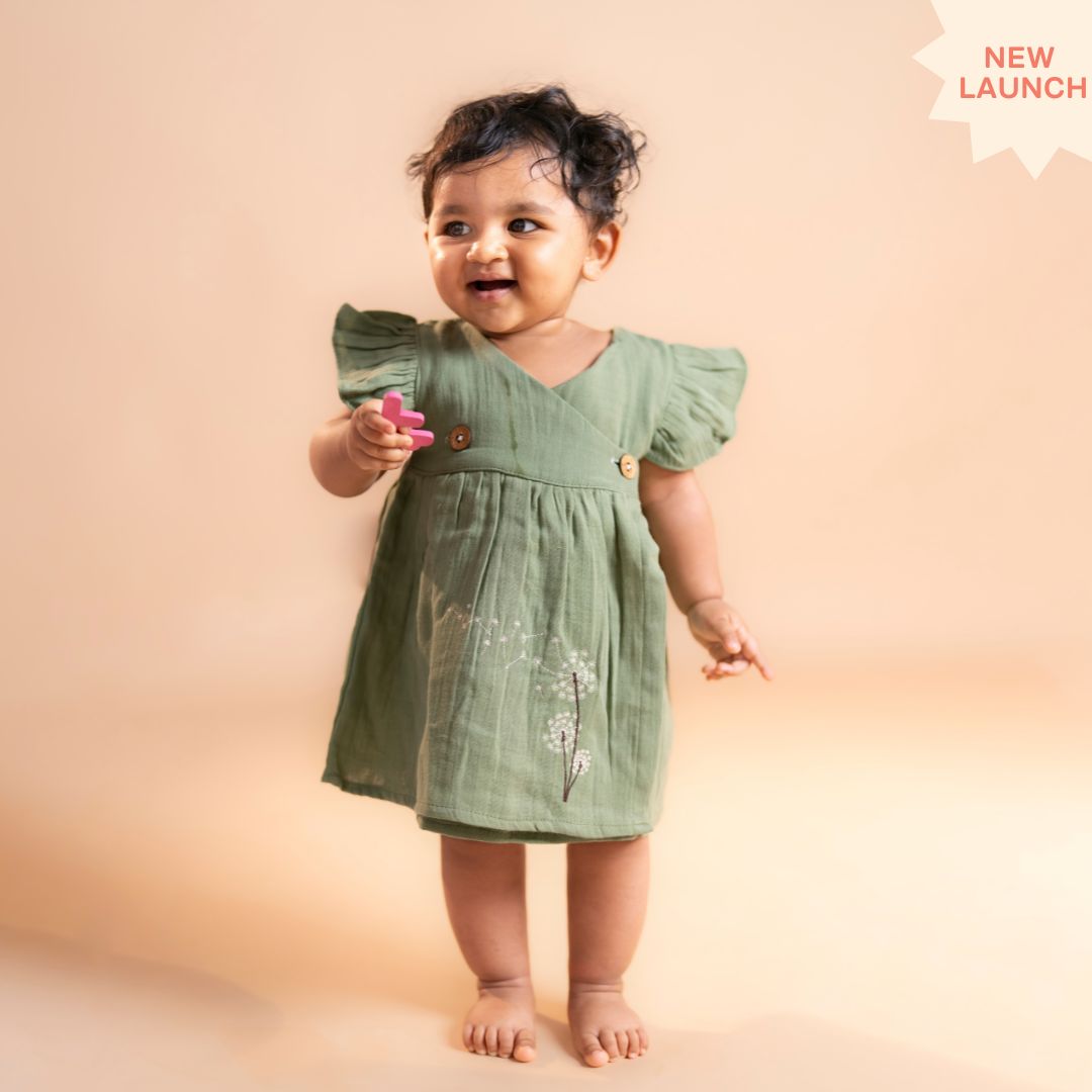Brick Red - Muslin Dandelions Frill Frock