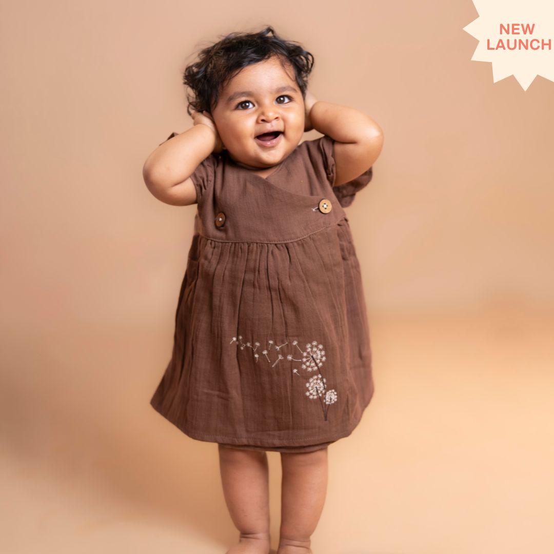 Cinnamon - Muslin Dandelions Frill Frock