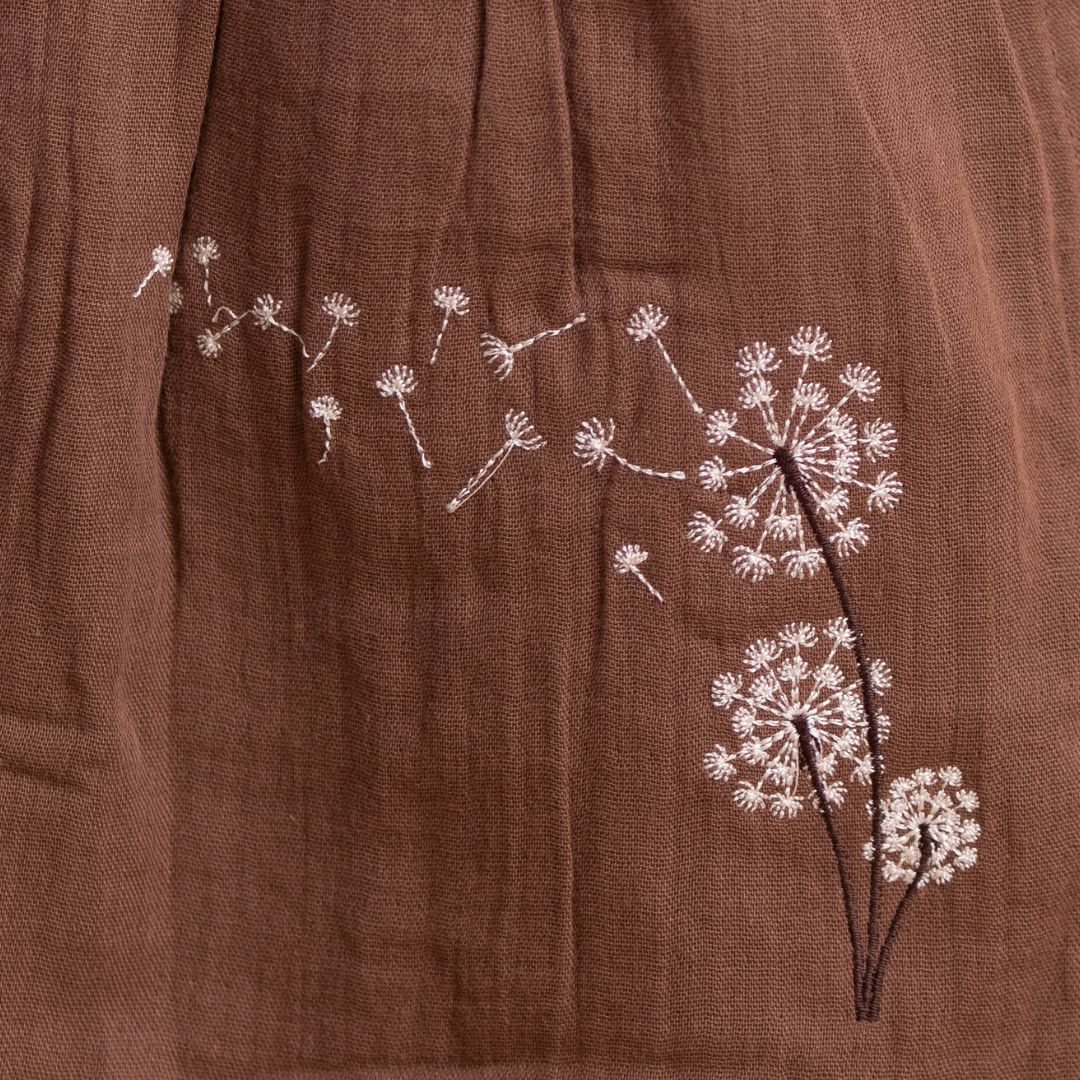 Brick Red - Muslin Dandelions Frill Frock