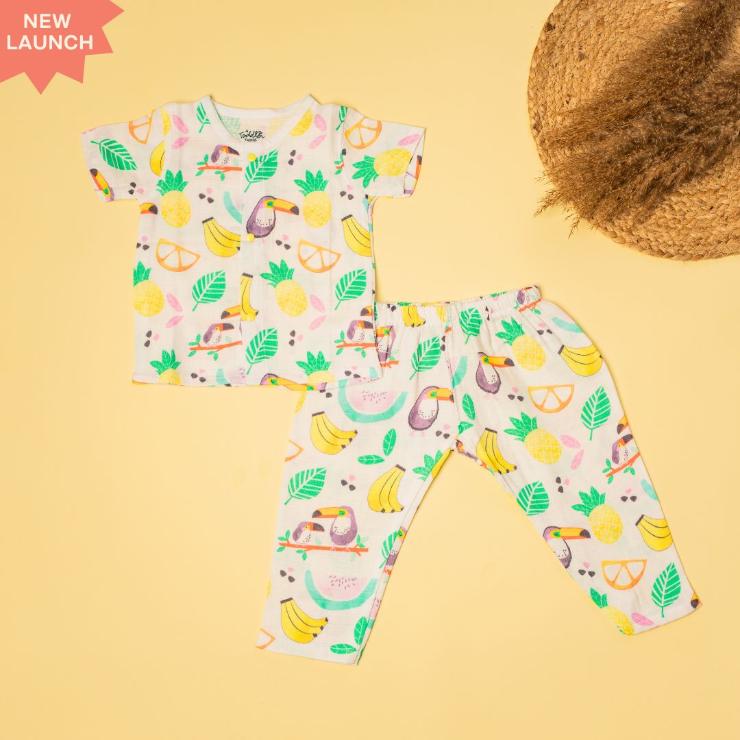 Flora Pixels - Muslin Sleep Suit for babies and kids (Unisex)